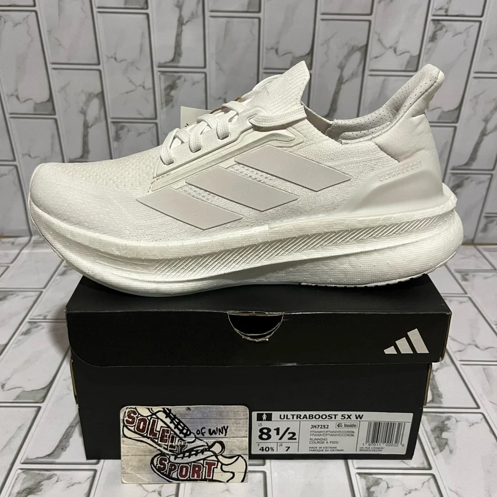 New Adidas Ultraboost 5X Ultra Boost Running Shoes Triple White Training Gym